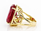 Red Lab Created Ruby 18k Yellow Gold Over Sterling Silver Ring 21.73ctw