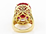 Red Lab Created Ruby 18k Yellow Gold Over Sterling Silver Ring 21.73ctw