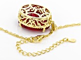 Red Lab Created Ruby 18k Yellow Gold Over Silver Pendant With Chain 20.58ctw