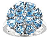 Swiss Blue Topaz Rhodium Over Sterling Silver Ring 2.79ctw