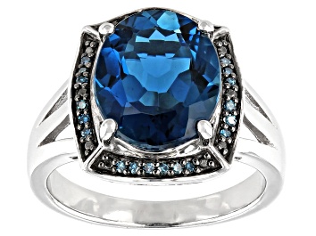 Picture of London Blue Topaz Rhodium Over Sterling Silver Ring 5.19ctw