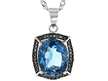 Picture of London Blue Topaz Rhodium Over Sterling Silver Pendant with Chain 5.19ctw