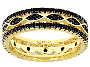 Black spinel 18k yellow gold over sterling silver ring 0.78ctw