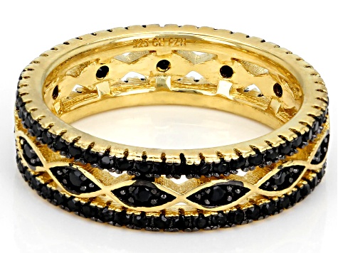Black spinel 18k yellow gold over sterling silver ring 0.78ctw