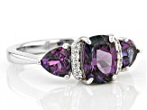 Blue Lab Created Alexandrite Rhodium Over Silver Ring 2.76ctw