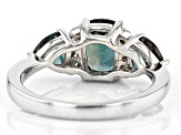 Blue Lab Created Alexandrite Rhodium Over Silver Ring 2.76ctw