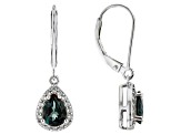 Blue lab created alexandrite rhodium over silver earrings 1.63ctw