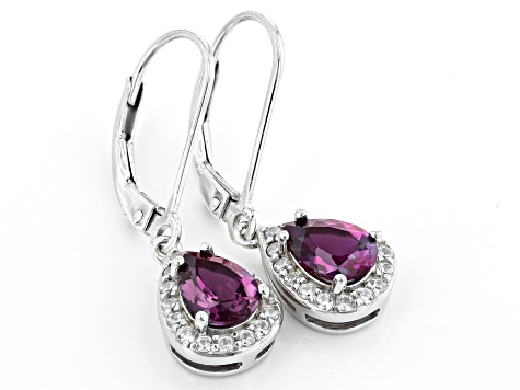 Blue lab created alexandrite rhodium over silver earrings 1.63ctw