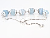 Blue Dreamy Aquamarine Rhodium Over Sterling Silver Bolo Bracelet