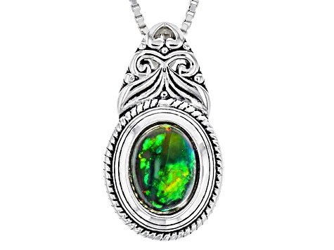 Black Ethiopian Opal Sterling Silver Slide With Chain .60ct