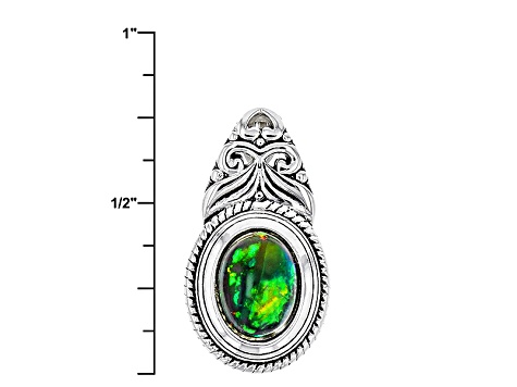 Black Ethiopian Opal Sterling Silver Slide With Chain .60ct
