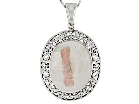Various Brazilian Tourmaline in Quartz Matrix Silver Enhancer With Chain