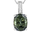 Green Labradorite Sterling Silver Pendant With Chain 3.32ctw