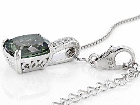 Green Labradorite Sterling Silver Pendant With Chain 3.32ctw