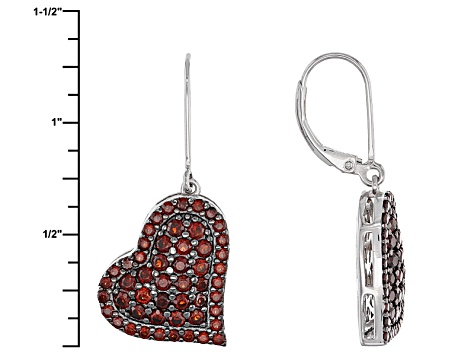 Red Garnet Rhodium Over Sterling Silver Heart Earrings 2.72ctw