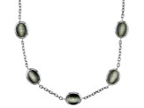 Green Cats Eye Quartz Sterling Silver Station Necklace