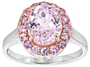 Pink Kunzite Rhodium Over Sterling Silver Ring 3.28ctw