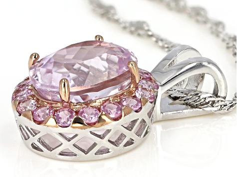 Pink Kunzite Rhodium Over Sterling Silver Pendant With Chain 3.28ctw