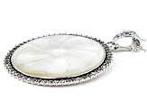 White Mother-Of-Pearl Rhodium Over Sterling Silver Enhancer With Chain