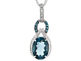 London Blue Topaz Rhodium Over Sterling Silver Pendant With Chain 10.89ctw