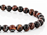 Mahogany Tigers Eye Rhodium Over Sterling Silver Bead Necklace