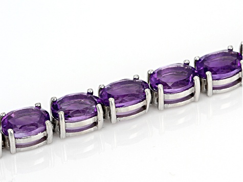 Purple African Amethyst Rhodium Over Sterling Silver Adjustable Bracelet 7.70ctw