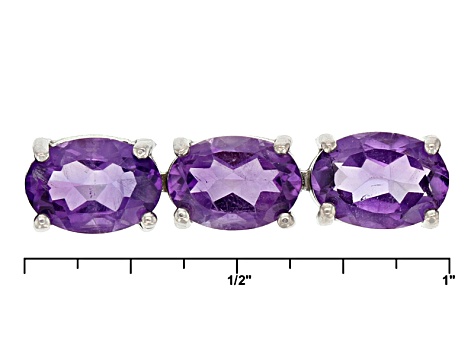 Purple African Amethyst Rhodium Over Sterling Silver Adjustable Bracelet 7.70ctw