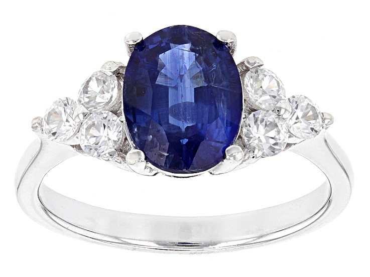 Blue Kyanite Rhodium Over Sterling Silver Ring 2.62ctw