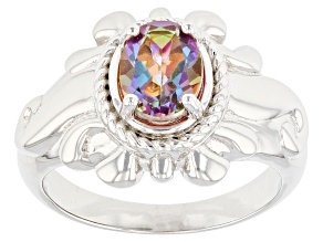 Multicolor Northern Lights(TM) Quartz Rhodium Over Sterling Silver Solitaire Ring 0.94ct