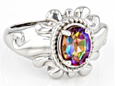 Multicolor Northern Lights(TM) Quartz Rhodium Over Sterling Silver Solitaire Ring 0.94ct