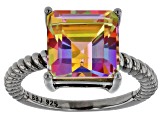 Multi Color Quartz Rhodium Over Sterling Silver Solitaire Ring 4.00ctw