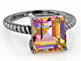 Multi Color Quartz Rhodium Over Sterling Silver Solitaire Ring 4.00ctw