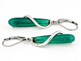 Green Onyx Rhodium Over Sterling Silver Dangle Earrings