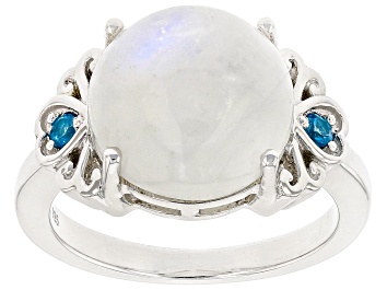 Picture of Rainbow Moonstone Rhodium Over Sterling Silver Ring .06ctw