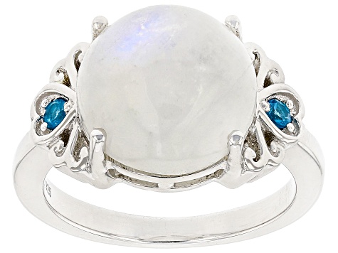 Rainbow Moonstone Rhodium Over Sterling Silver Ring .06ctw - HBH011 ...