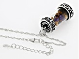 Mustard Seeds With Multi-Gemstone Sterling Silver Prayer Box Pendant With Chain 5.00ctw