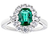 Green Lab Created Emerald Rhodium Over Silver Ring 2.06ctw