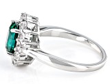 Green Lab Created Emerald Rhodium Over Silver Ring 2.06ctw