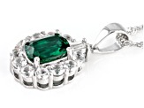 Green Lab Created Emerald Rhodium Over Silver Pendant With Chain 2.05ctw