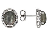 Labradorite Rhodium Over Sterling Silver Stud Earrings