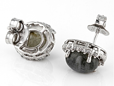 Labradorite Rhodium Over Sterling Silver Stud Earrings
