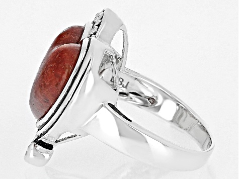 Red Coral Sterling Silver Ring