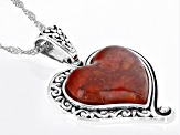 Red Coral Sterling Silver Pendant With Chain