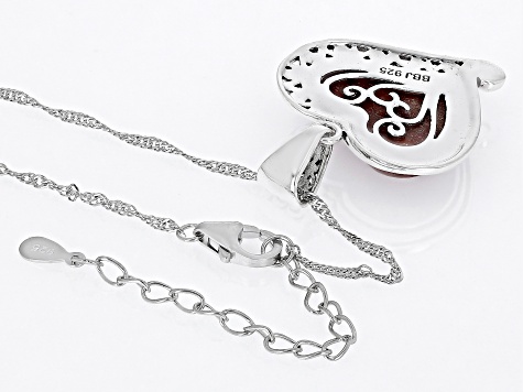 Red Coral Sterling Silver Pendant With Chain