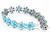 Blue Sleeping Beauty Turquoise Rhodium Over Sterling Silver Bracelet