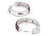 Raspberry Rhodolite Rhodium Over Sterling Silver Hoop Earrings. 1.73ctw