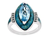 Sky Blue Topaz Rhodium Over Silver Ring 2.87ctw