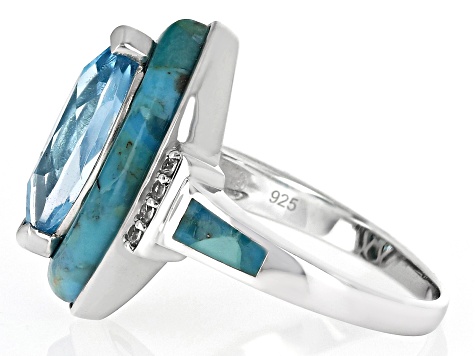 Sky Blue Topaz Rhodium Over Silver Ring 2.87ctw