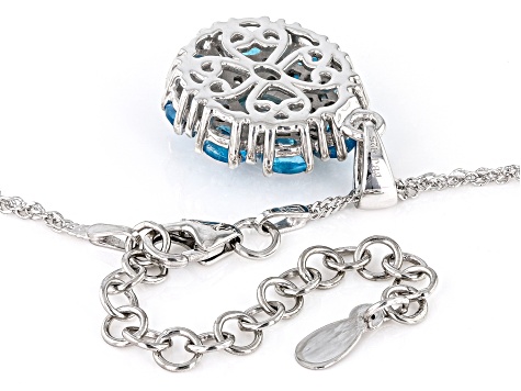Blue Apatite Rhodium Over Sterling Silver Pendant With Chain 2.21ctw