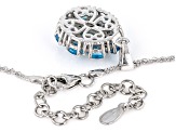 Blue Apatite Rhodium Over Sterling Silver Pendant With Chain 2.21ctw